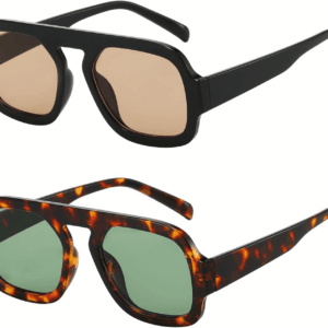 Trendy Square Aviator Sunglasses for Women Flat Top Designer Stylish Frame Sun Glasses Vintage Shades