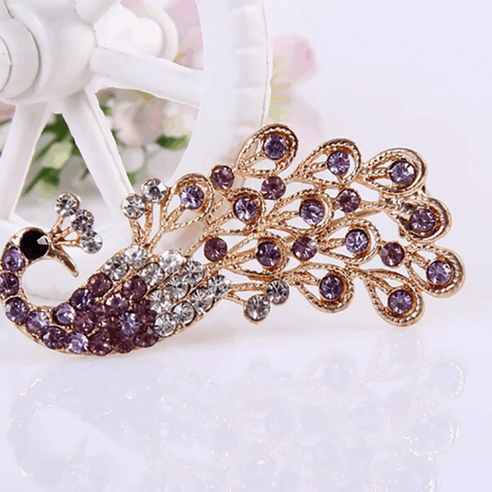 Brooch Pin Shiny Lovely Women Fashion Peacock Shape Collar Pin for Wedding - Image 4