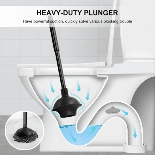 Toilet Brush and Plunger Set, Toilet Plungers for Bathroom Heavy Duty Toilet Bowl Brush and Holder Hidden Toilet Plunger and Brush Set for Deeply Cleaning - Black - Image 4