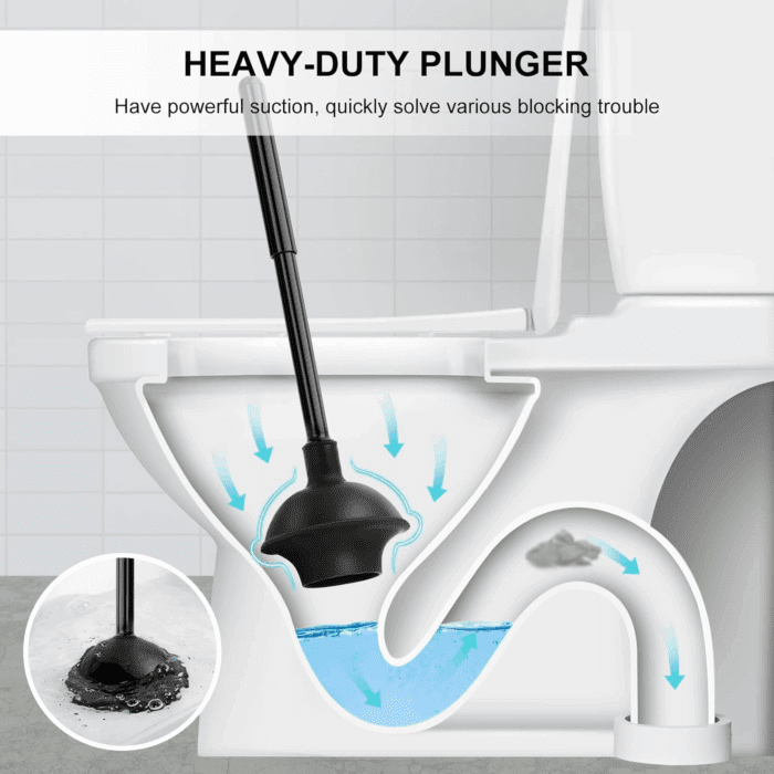 Toilet Brush and Plunger Set, Toilet Plungers for Bathroom Heavy Duty Toilet Bowl Brush and Holder Hidden Toilet Plunger and Brush Set for Deeply Cleaning - Black - Image 4