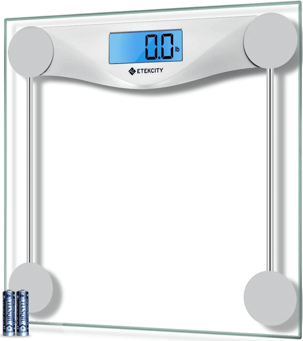 Digital Body Weight Bathroom Scale, Large Blue LCD Backlight Display, High Precision Measurements,6Mm Tempered Glass, 400 Pounds