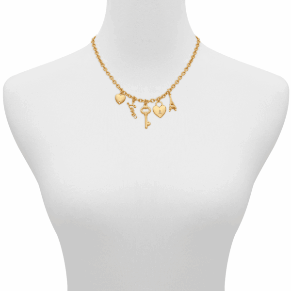 Women'S Gold-Tone Interchangeable Love Theme Charms Necklace. - Image 3