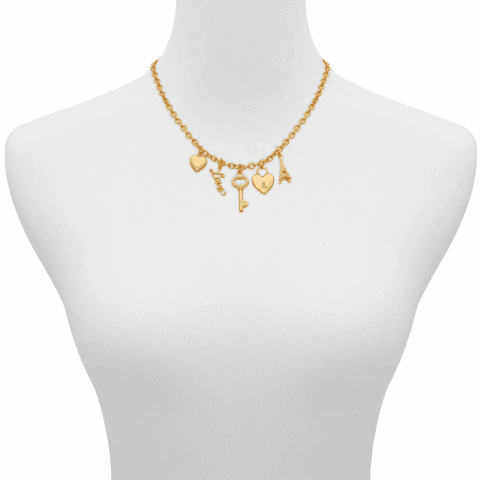 Women'S Gold-Tone Interchangeable Love Theme Charms Necklace. - Image 3