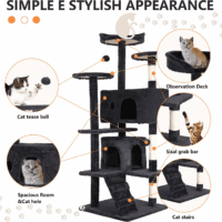 54In Cat Tree Tower for Indoor Cats,Multi-Level Furniture Activity Center with Scratching Posts Stand House Condo Funny Toys Kittens Pet Play House,Dark Gray - Image 6