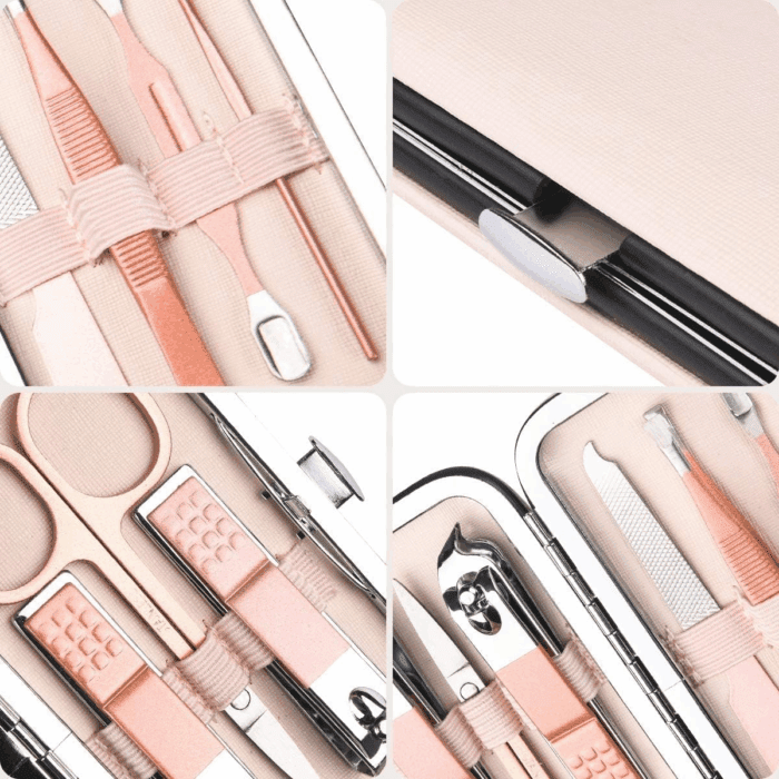 Nail Clippers Set, 7 Pcs Professional Portable Manicure Kit, Eyebrow Grooming Face Hair Clippers, Stainless Steel Nail Care Tools with Luxurious Leather Case for Travel & Home - Image 3