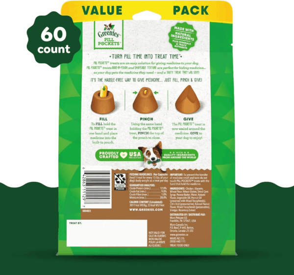 Pill Pockets Large Size Soft Dog Treats for Capsules, with Real Peanut Butter, Made with Natural Ingredients plus Minerals & Trace Nutrients, 15.8 Oz. (60 Count, Pack of 1) - Image 2