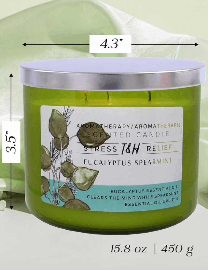 Eucalyptus Spearmint Aromatherapy 3-Wick Soy Scented Candle - 15.8 Oz Large Candle for Men and Women - Long Lasting Decorative Gift - Image 6