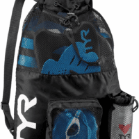 Big Mesh Mummy Backpack for Wet Swimming, Gym, and Workout Gear, Blue/Yellow - Image 4