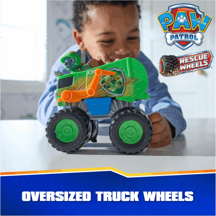 : Rescue Wheels Rocky’S Recycle Truck, Toy Truck with Projectile Launcher and Collectible Action Figure, Kids Toys for Boys & Girls Ages 3+ - Image 2