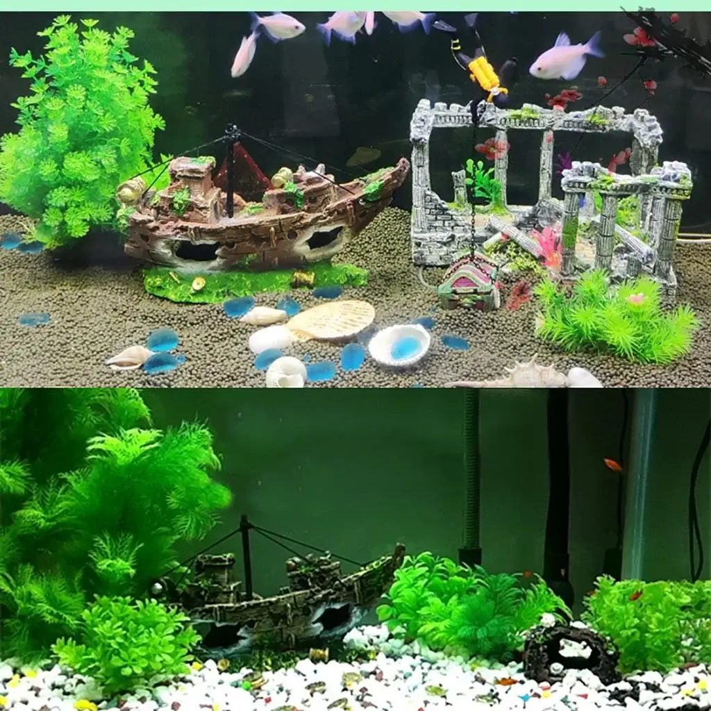 a Sunken Ship Decoration Aquarium Accessories Aquarium Fish Tank Landscape Pirate Ship Wreck Ship Decor Resin Boat Ornament - Image 4