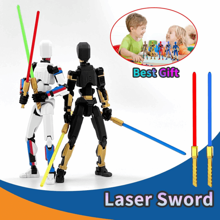 5-Pack T13 Action Figure Already Assembled, Multi-Colored Titan 13 Action Figure Set with Laser Saber 3D Printed T 13 Lucky Robo Dummy Nova 13 Action Figures, Figura De Acción T13 - Image 5