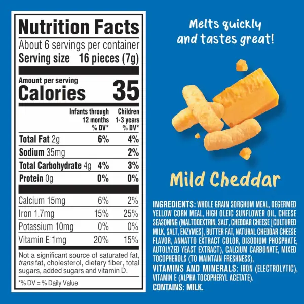 Snacks for Baby Value Pack, Lil Crunchies, Mild Cheddar & Veggie Dip, 1.48 Ounce (Pack of 8) - Image 6