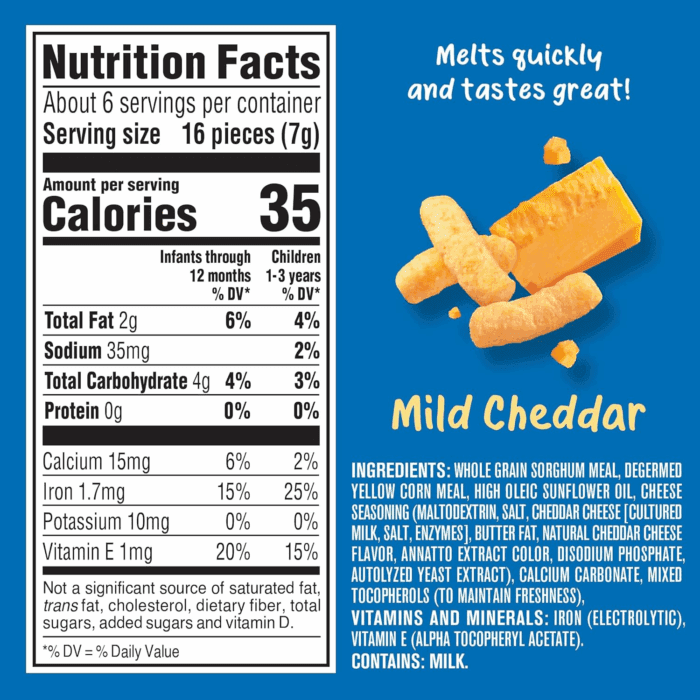 Snacks for Baby Value Pack, Lil Crunchies, Mild Cheddar & Veggie Dip, 1.48 Ounce (Pack of 8) - Image 6