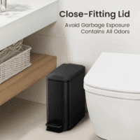 Small Bathroom Trash Can with Lid Soft Close, Step Pedal, 6 Liter / 1.6 Gallon Stainless Steel Garbage Can with Removable Inner Bucket, Anti-Fingerprint Finish (Matt Black) - Image 8