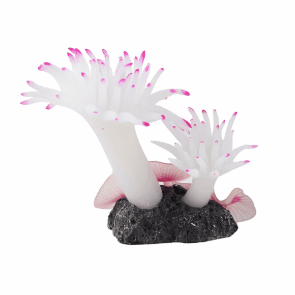 Aquarium Bubbler Decorations,Betta Fish Tank Accessories,Fish Tank Silicone Coral Concrete Base Simulation Plant Decoration Aquarium Ornaments[White] - Image 5