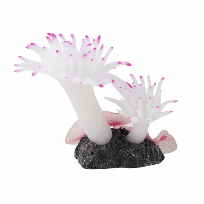 Aquarium Bubbler Decorations,Betta Fish Tank Accessories,Fish Tank Silicone Coral Concrete Base Simulation Plant Decoration Aquarium Ornaments[White] - Image 5