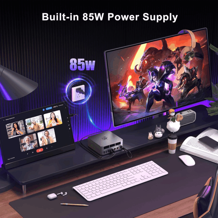 Eqi12 Dual LAN Mini PC, Intel Core 1220P(10C/12T, up to 4.4Ghz), 16GB DDR4 RAM 500GB Pcie4.0 SSD, Mini Desktop Computer Support Wifi 6/ BT5.2/ Dual Hdmi/Bulit-In 85W Power Supply - Image 5
