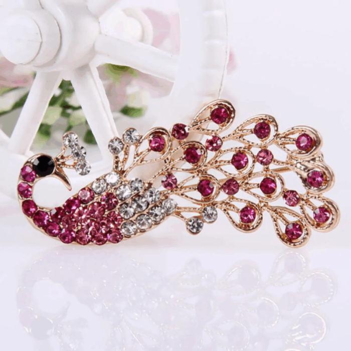 Brooch Pin Shiny Lovely Women Fashion Peacock Shape Collar Pin for Wedding - Image 7