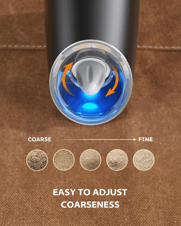 Gravity Electric Salt and Pepper Grinder Set Automatic Shakers Mill Grinder with LED Light, BATTERY POWERED Adjustable Coarseness One Hand Operation, Upgraded Larger Capacity - Image 4