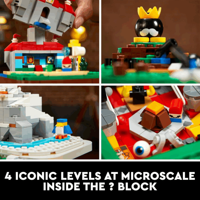 Super Mario 64 Question Mark Block 71395, 3D Model Set for Adults with 4 Microscale Game Levels: Peach’S Castle, Bob-Omb Battlefield, Cool Mountain and Lethal Lava Trouble - Image 3