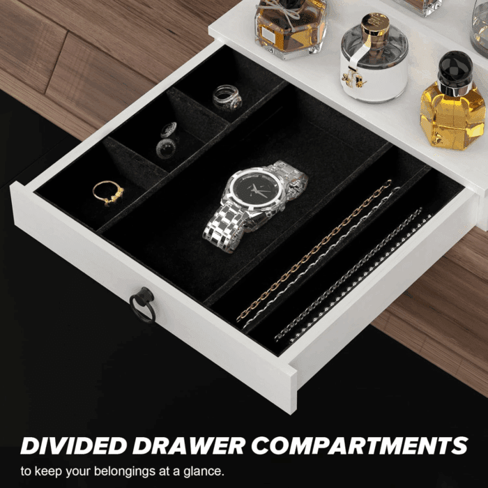 Cologne Organizer for Men, 4 Tier White Wood Perfume Organizer with Felt Lining Drawer and Hidden Compartment, Perfume Display Holder, a Gift for Men - Image 3