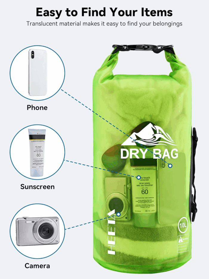 Dry Bag Waterproof for Women Men, 5L/10L/20L/30L/40L Roll Top Lightweight Dry Storage Bag Backpack with Phone Case for Travel, Swimming, Boating, Kayaking, Camping & Beach, 11 Transparent Colors - Image 7