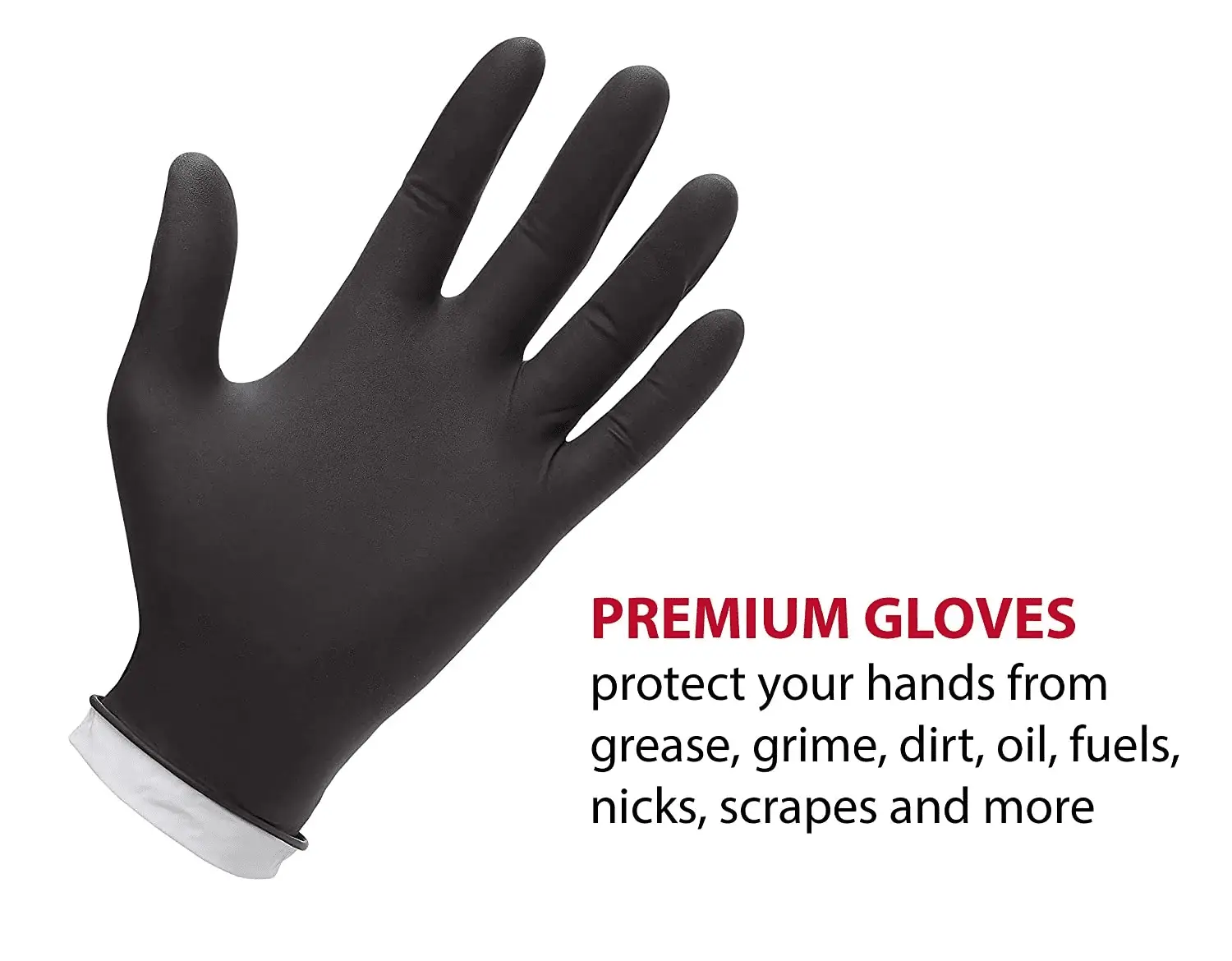 Premium Industrial Black Nitrile Gloves, One Size Fits Most, 50 Ct - Image 4