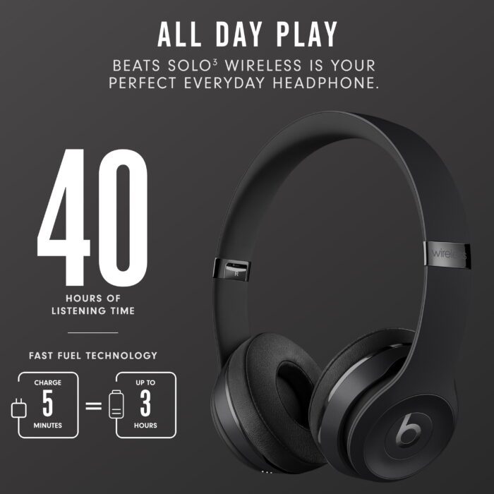 Solo3 Casual Listening Active Noise Cancellation Bluetooth On-Ear Headphones, Black - Image 2