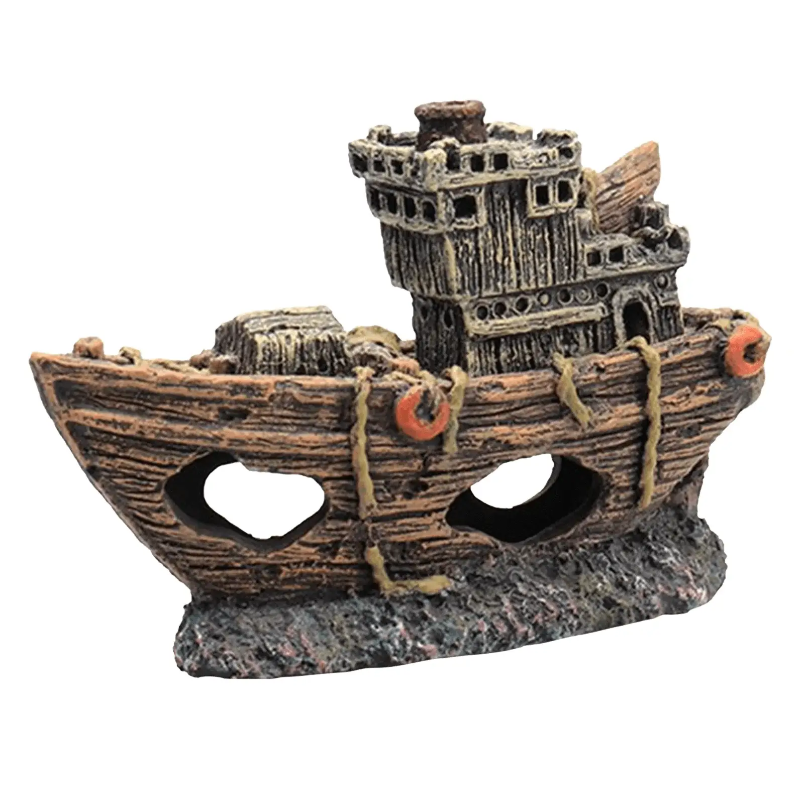 a Sunken Ship Decoration Aquarium Accessories Aquarium Fish Tank Landscape Pirate Ship Wreck Ship Decor Resin Boat Ornament - Image 8