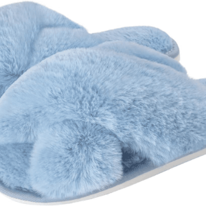 Women'S Fuzzy Slippers House Slippers Cross Band Slippers Indoor Outdoor Soft Open Toe Slippers
