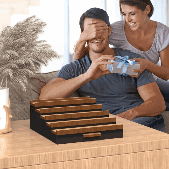 Zalida Wooden Cologne Organizer for Men 5 Tier of Perfume Display Holder of Drawer & 2 Hidden Compartments Larger Storage Space Mens Perfume Organizer Shelf Stand,Gift for Man (5T-Black Walnut) - Image 7