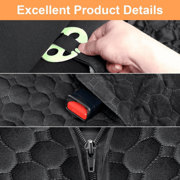 Dog Car Seat Cover for Back Seat, Waterproof Car Seat Protector for Dogs with Side Flaps, Scratchproof Dog Hammock with Nonslip Bottom for Suvs, Standard(54" Wx55 L) All Black - Image 9
