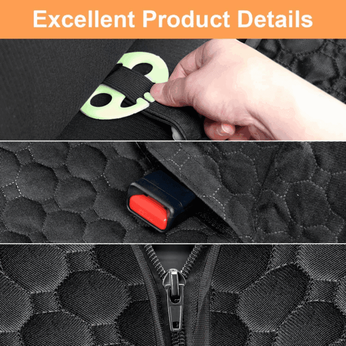 Dog Car Seat Cover for Back Seat, Waterproof Car Seat Protector for Dogs with Side Flaps, Scratchproof Dog Hammock with Nonslip Bottom for Suvs, Standard(54" Wx55 L) All Black - Image 9