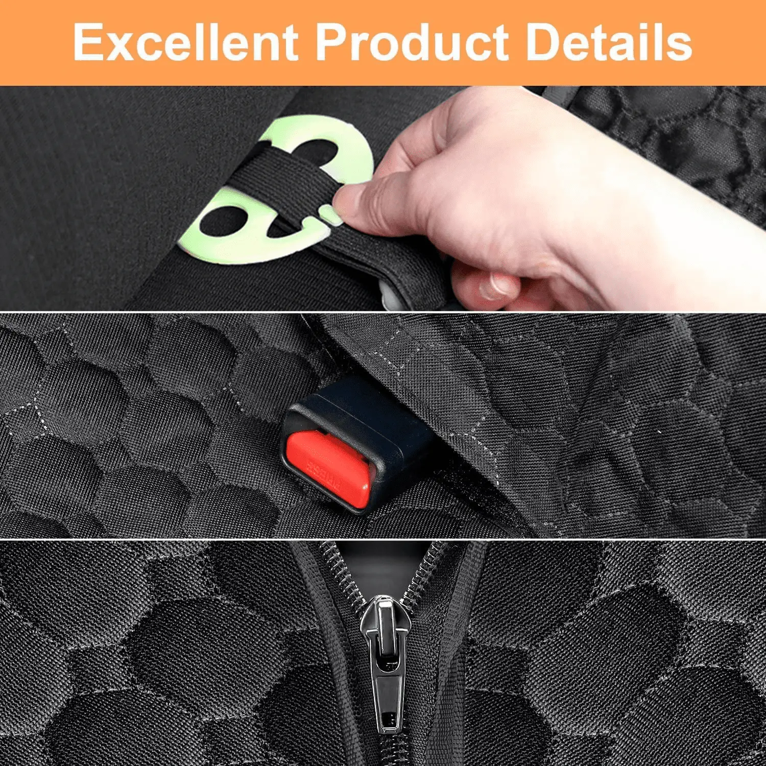 Dog Car Seat Cover for Back Seat, Waterproof Car Seat Protector for Dogs with Side Flaps, Scratchproof Dog Hammock with Nonslip Bottom for Suvs, Standard(54" Wx55 L) All Black - Image 9
