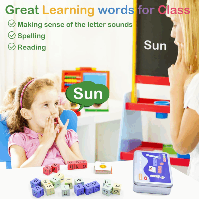Word Spelling Game, Matching Letter Game for Kids, Fast-Paced Word Race Game, 54Pcs Flash Cards Alphabet Blocks, Preschool Learning Toys Gift for Kids Ages 3-8 - Image 2