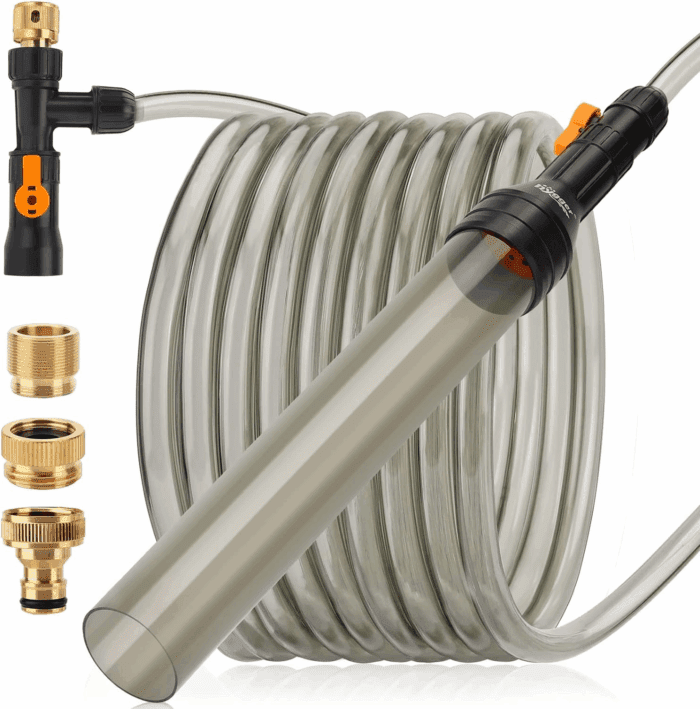Upgrade Aquarium Water Changer Kit, Semi-Automatic Fish Tank Gravel Cleaner, with 33 FT Water Hose, Flow Control Valve