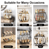 2 Tier Anti-Slip & Anti-Sway Perfume Organizer for Dresser, Solid Carbon Steel Perfume Stand with Silicone Anti-Slip Strips, Multifunction Perfume Display for Lotion, Cosmetic, Skincare, Gold - Image 2