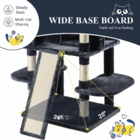 68 Inches Cat Tree/House and Towers for Big Feline/Scratching Post/Multi-Level Large Kitty Climbing Tree with Condo/Smokey Grey - Image 8