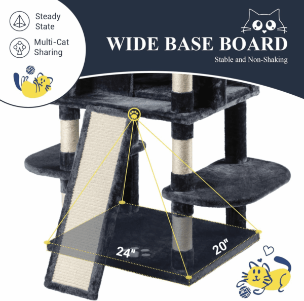 68 Inches Cat Tree/House and Towers for Big Feline/Scratching Post/Multi-Level Large Kitty Climbing Tree with Condo/Smokey Grey - Image 8