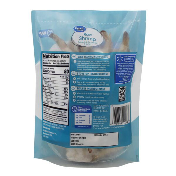 Frozen Raw Medium Peeled Deveined Tail-On Shrimp, 12 Oz (41-60 Count per Lb) - Image 8