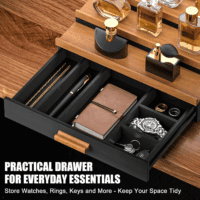 Cologne Organizer for Men – 3-Tier Perfume Display Shelf with Drawer and Hidden Storage, Elegant Cologne Holder, Great Gift for Men and Fathers (3T-Blackwalnut) - Image 4