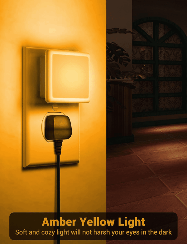 Amber Night Light[2 Pack], Night Lights Plug into Wall, LED Plug in Nightlight with Dusk-To-Dawn Sensor, 0.3W Dim Night Light for Sleep, Bedroom, Bathroom, Hallway, Non-Dimmable - Image 3