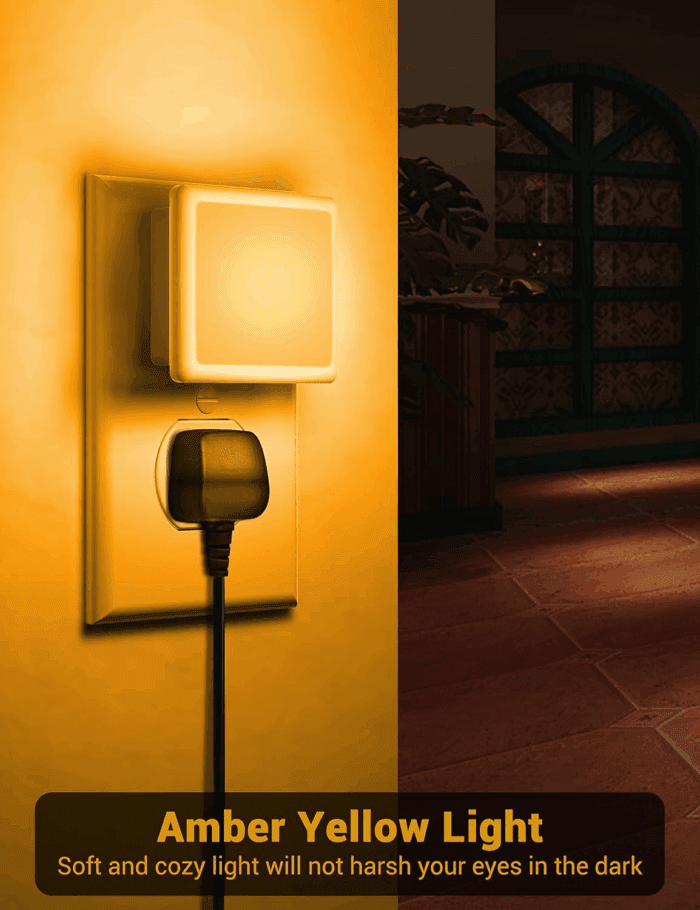 Amber Night Light[2 Pack], Night Lights Plug into Wall, LED Plug in Nightlight with Dusk-To-Dawn Sensor, 0.3W Dim Night Light for Sleep, Bedroom, Bathroom, Hallway, Non-Dimmable - Image 3