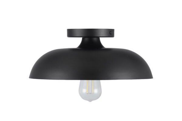 Contemporary 1-Light Flush Mount, Matte Black Finish, White Inner Shade - Image 4
