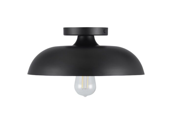 Contemporary 1-Light Flush Mount, Matte Black Finish, White Inner Shade - Image 4