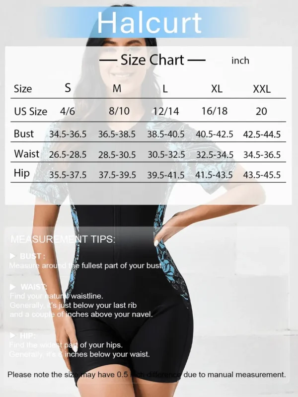 Women'S Boyleg One Piece Rash Guard with Built in Bra UPF50+ Zip Long Sleeve Full Body Modest Swimsuit - Image 7
