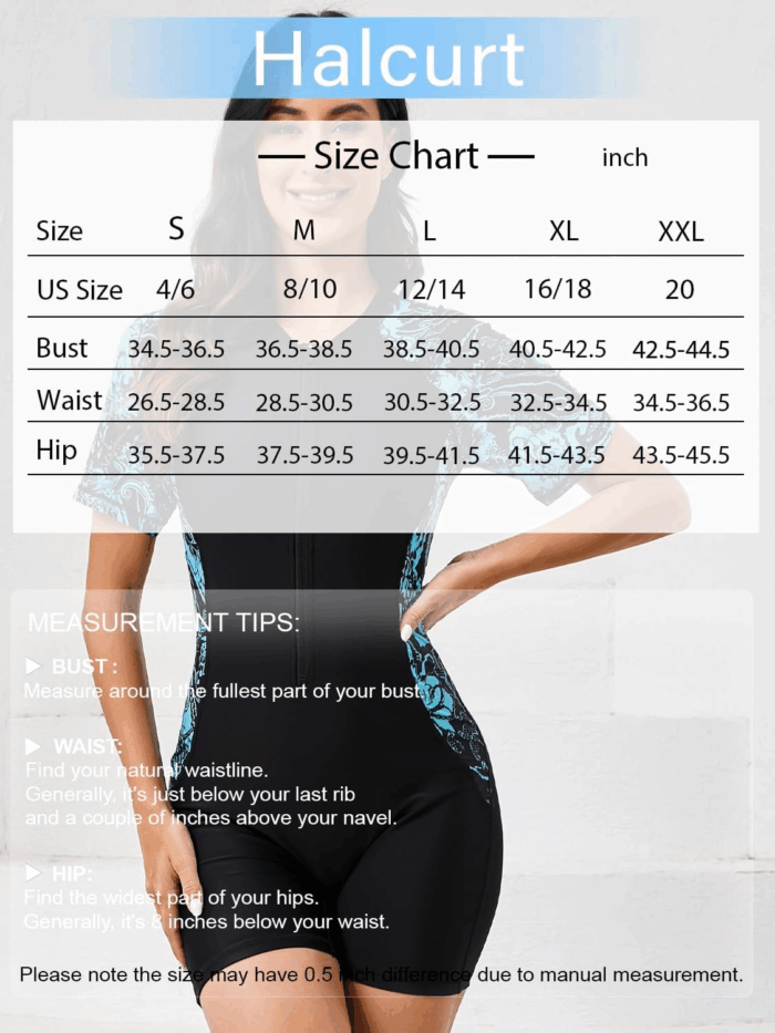 Women'S Boyleg One Piece Rash Guard with Built in Bra UPF50+ Zip Long Sleeve Full Body Modest Swimsuit - Image 7