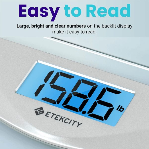 Digital Body Weight Bathroom Scale, Large Blue LCD Backlight Display, High Precision Measurements,6Mm Tempered Glass, 400 Pounds - Image 3