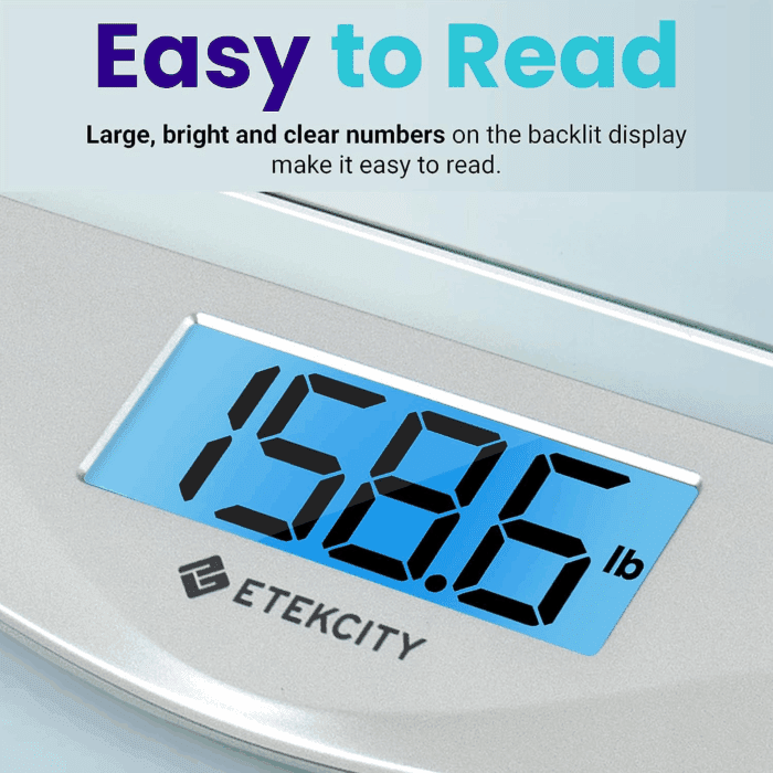 Digital Body Weight Bathroom Scale, Large Blue LCD Backlight Display, High Precision Measurements,6Mm Tempered Glass, 400 Pounds - Image 3