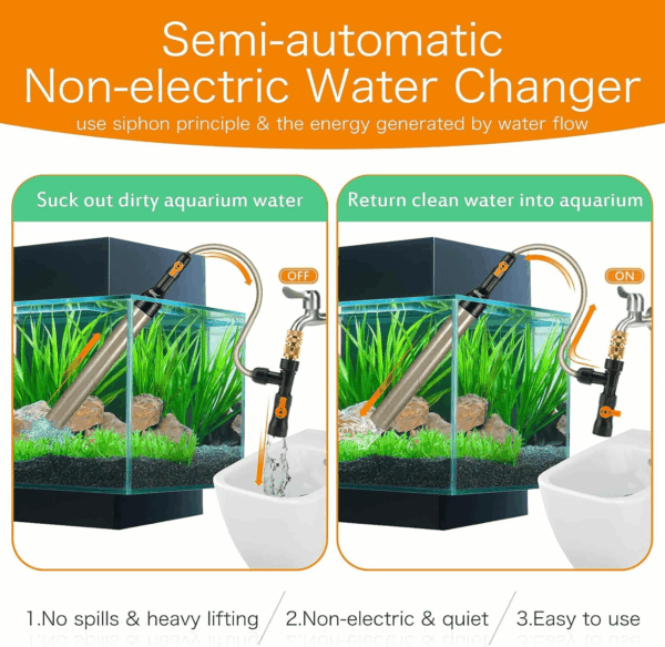 Upgrade Aquarium Water Changer Kit, Semi-Automatic Fish Tank Gravel Cleaner, with 33 FT Water Hose, Flow Control Valve - Image 2